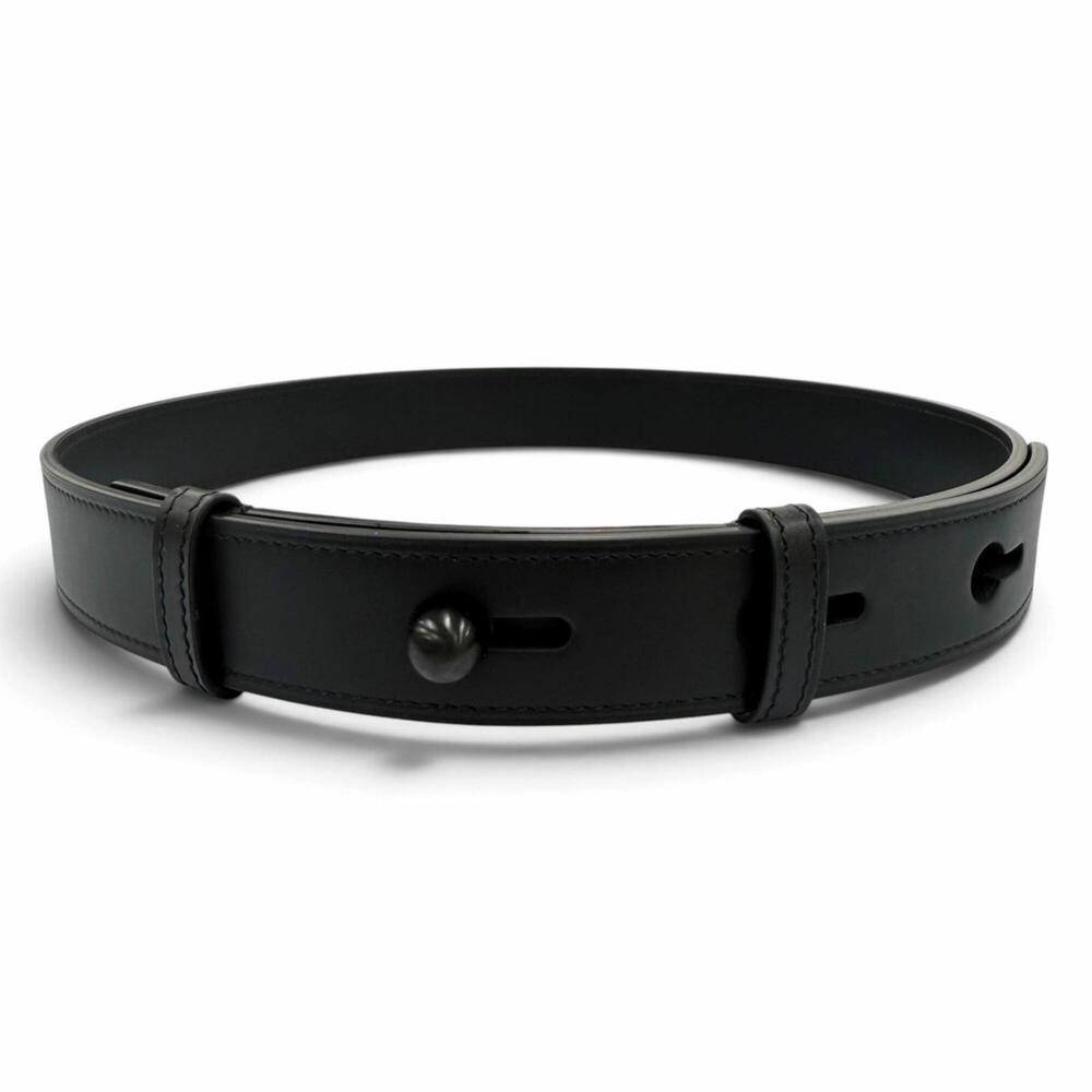LOEWE 182425 Embossed Logo Design Anagram Hardware Leather Belt Black 80 32 M...